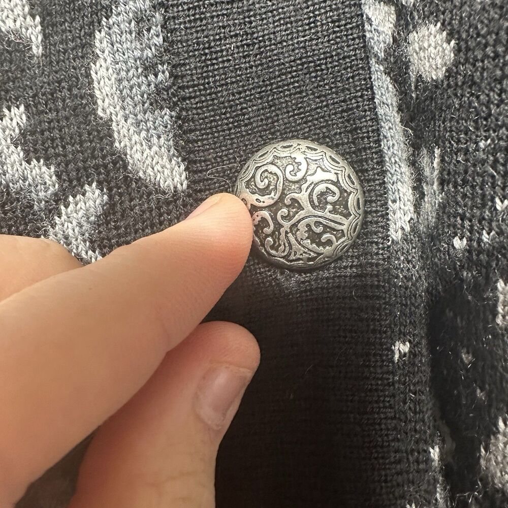 Women’s Icelandic Design 100% Wool Long Coat Jacket Black Gray Button Front S - Picture 6 of 16